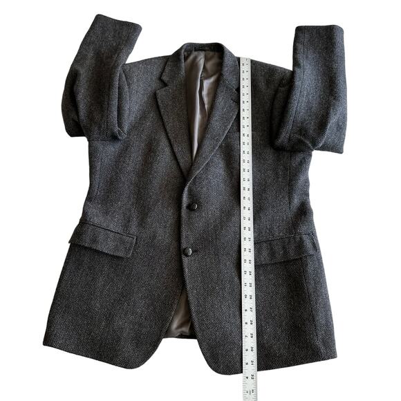 Lauren Ralph Lauren 100% Wool Herringbone Classic 2 Button Gray Blazer Jacket L - Picture 5 of 9